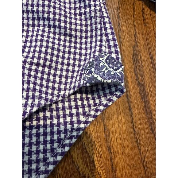 Robert Graham Men's Plaid Paisley Flip Cuff Shirt Purple Size Large Bold Casual - Picture 9 of 12
